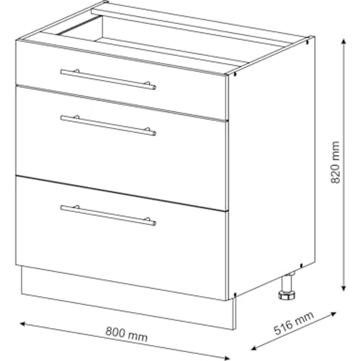 Küchenunterschrank Fame-Line Grün-Gold Landhaus 80 cm mit 3 Schubladen, ohne Arbeitsplatte Vicco – Bild 3