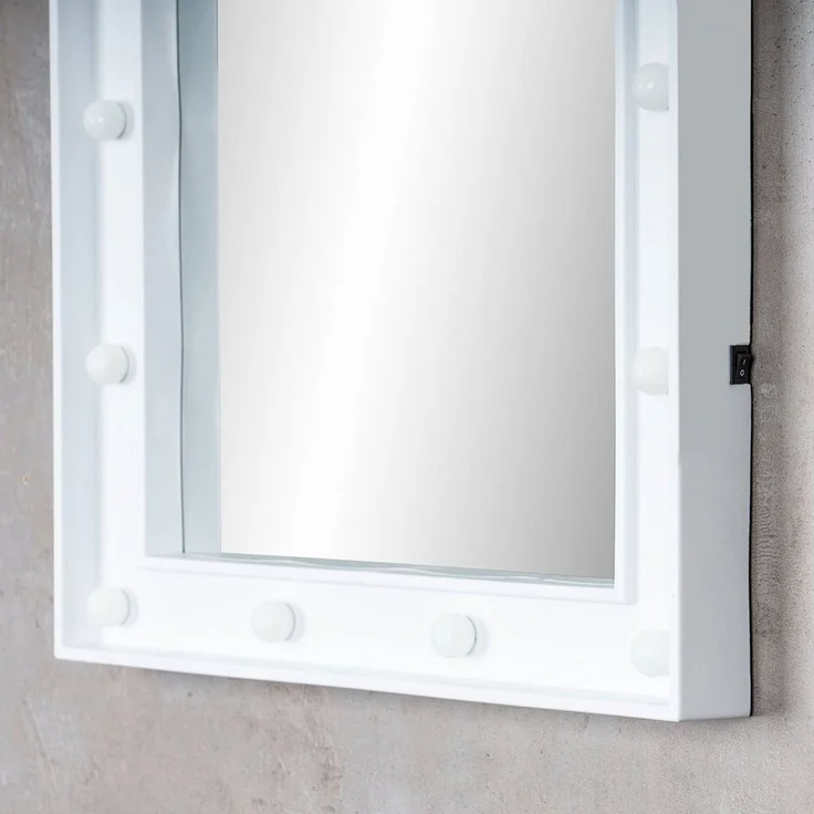 Levandeo® Wandspiegel, Wandspiegel LED Spiegel Weiß 39x49cm Wanddeko Schminkspiegel Mit – Bild 3