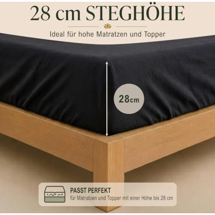 MALIKA® Spannbettlaken 120x200cm Baumwolle Jersey, Matratzenhöhe bis 28 cm, Oeko-Tex zertifiziert, faltenfreies Liegen – Bild 5