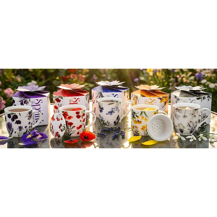 DUO Spring in bloom Becher 400 ml RED FLOWERS in dekorativer Box, New Bone China Porzellan – Bild 9