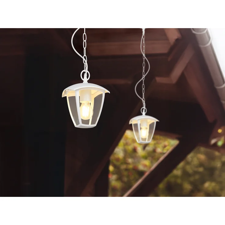 LED Außenhängeleuchte im Landhausstil aus Aluminium Weiß, 17x17cm – Bild 4