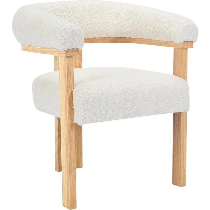 Vente-unique - Stuhl mit Armlehnen 6er-Set - Bouclé-Stoff & Kautschukholz - Weiß & Holzfarben - LIVELIA von Pascal MORABITO – Bild 5