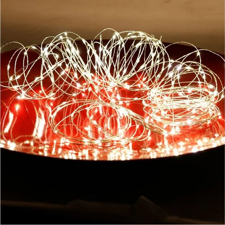 LED-Drahtlichterkette mit Timer 21,9m 200 Micro-LEDs Warmweiß Lichterkette Deko – Bild 1