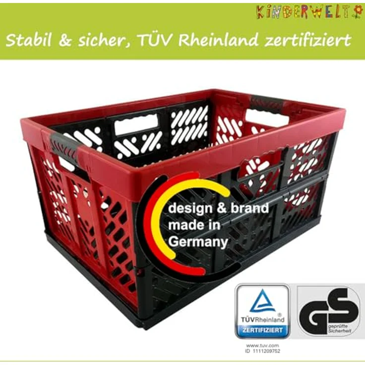 KiNDERWELT Robuste Profi - Klappbox 45 L bis 50 kg - Faltbox, Kiste, Korb zur Aufbewahrung, Transport - orange – Bild 4