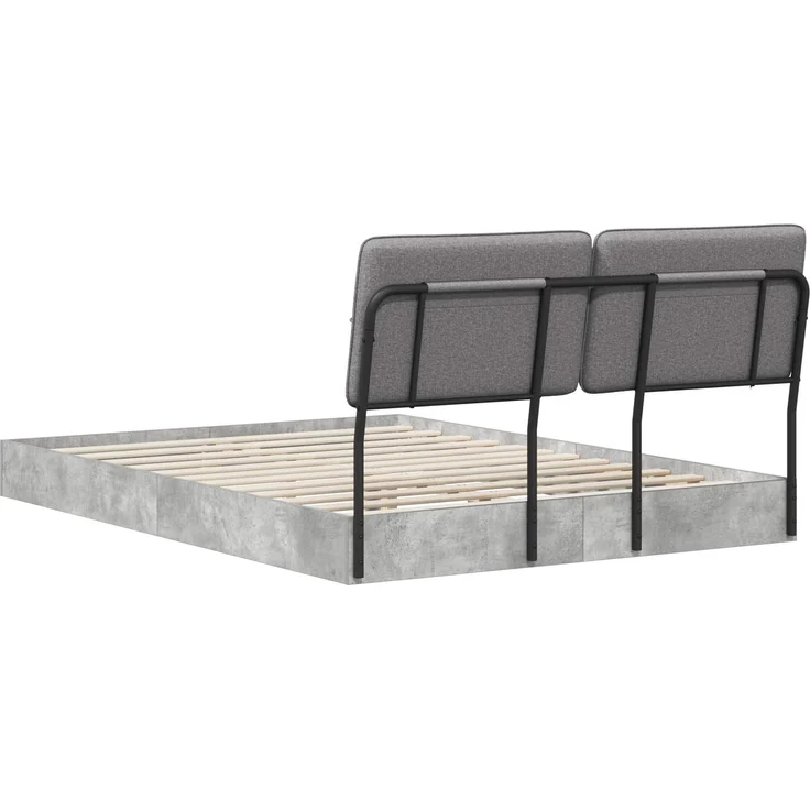 vidaXL Bettgestell mit Kopfteil Betongrau und Hellgrau 140 x 200 cm 8003088 – Bild 5