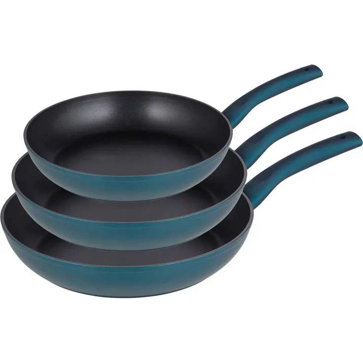 Michelino Pfannen-Set 3-tlg. Modern 20-28Ø Induktions-Bratpfannen abgerundeten Kanten Bratpfanne , Petrol