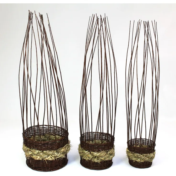 3er Set Pflanzkorb Blumenkorb Blumentopf Pflanzentopf Korb Übertopf Blumenkübel