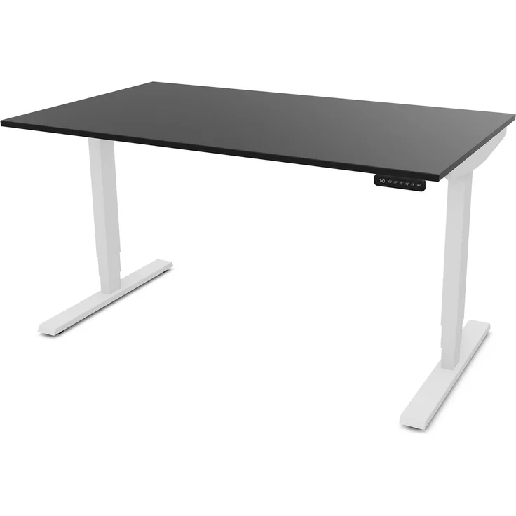 ASSMANN Elektrisch höhenverstellbarer Schreibtisch Y-Line 120x80cm Schwarz Signalweiß Metall Holz Melaminoberfläche – Bild 1