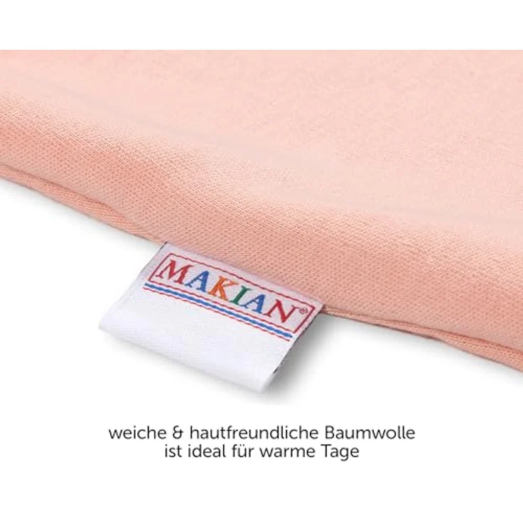 Makian Baumwoll-Schlafsack Interlock, apricot, Gr. 90 cm, hautsympathisch, Oeko-Tex Standard 100, maschinenwaschbar – Bild 3