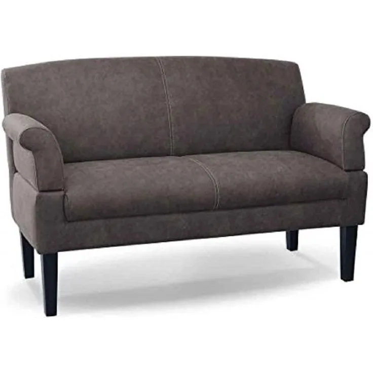 CAVADORE 2-Sitzer Küchensofa Malm, Sitzbank für Küche oder Esszimmer in Lederoptik, Inkl. Armteilverstellung, Federkern und moderner Kontrastnaht, 152 x 97 x 78, Mikrofaser: grau