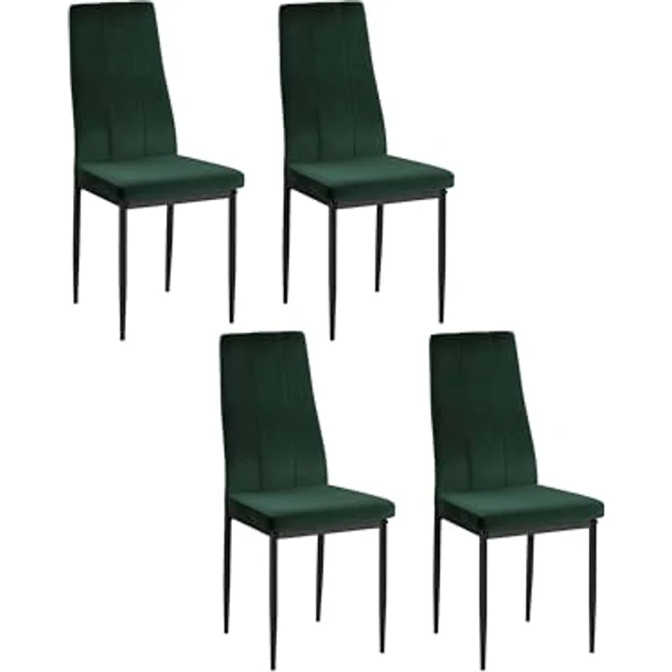 Kelly Esszimmerstuhl 4er Set, Samt Dunkelgrün, Polsterstuhl mit Metallgestell, moderner Essstuhl für Küche, Esszimmer und Wohnzimmer, 42 x 53 x 98 cm – Bild 1