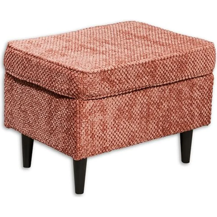 OSKAR Fußhocker gepolstert, Coral - Vintage Polsterhocker für Sessel, Couch und Sofa - 63 x 43 x 42 cm (B/H/T) – Bild 2