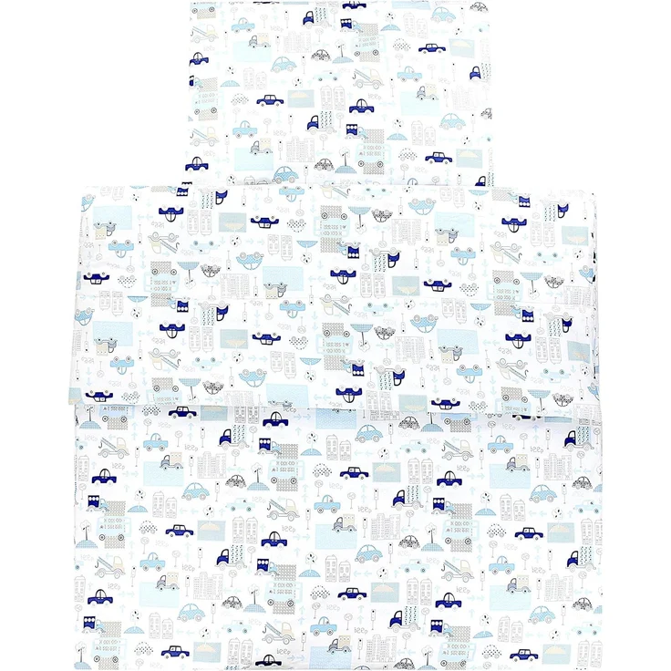TupTam Kinderbettdecke-Set, Ganzjahresdecke, 2tlg., 1x Bettdecke, 1x Flachkissen, Autos Blau, 135x100 cm – Bild 4