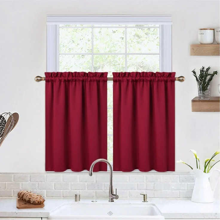 GarveeMore Gardine Verdunkelungsvorhang Scheibengardine Panneaux Kuvertstore, Thermoisolierende Verdunkelungsvorhänge für Küche und kleine Fenster – Bild 3