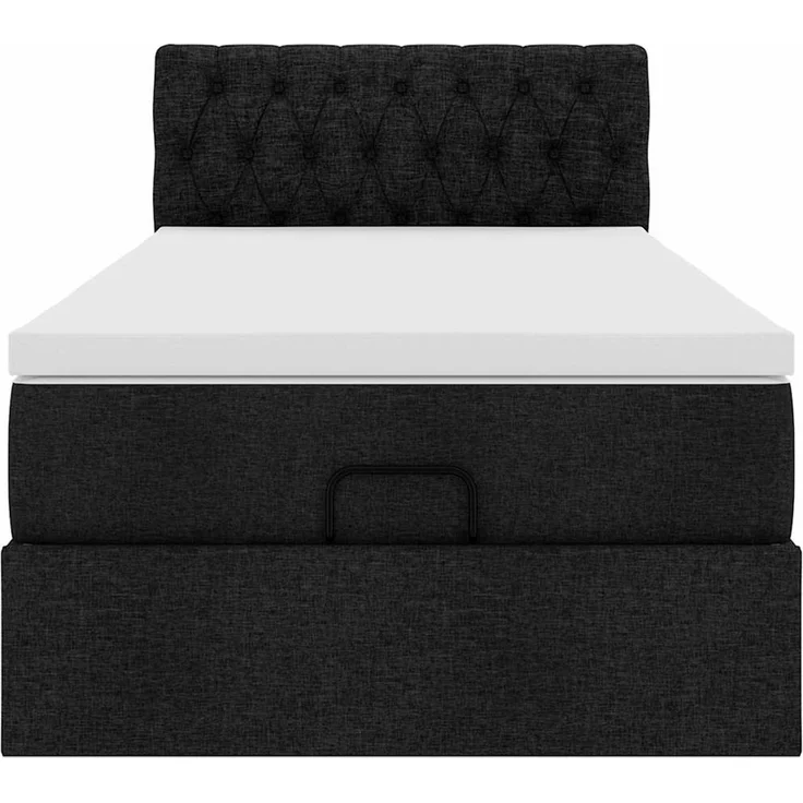 vidaXL Ottoman-Bett mit Matratze Schwarz 100x200 cm Stoff 3311520 – Bild 5