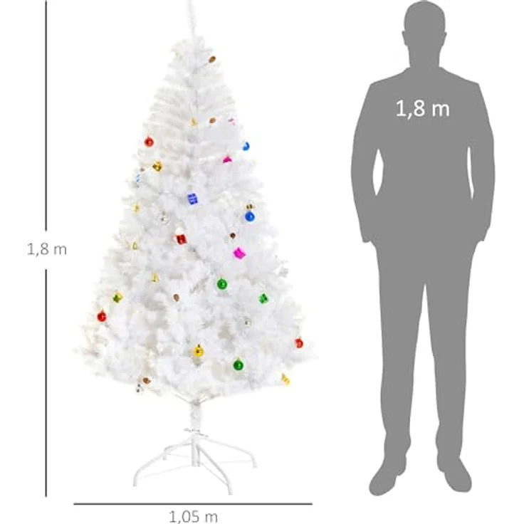 HOMCOM Künstlicher Weihnachtsbaum Künstlicher Weihnachtsbaum inkl. Metallständer, 105x180 cm (BxH), weiß – Bild 8