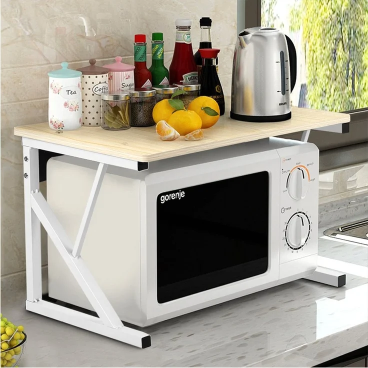 JEOBEST Küchenregal (2-stufig) Holz Mikrowellen Ständer, Gewürzregal Multifunktion Küche Mikrowellenständer – Bild 5