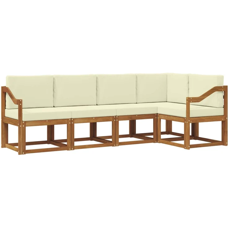 vidaXL Outdoor-Sofagarnitur 5 stk. 5-Sitzer Natur und Creme 3366408 – Bild 2