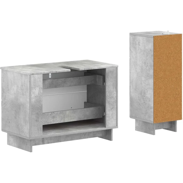 vidaXL 2-teiliges Badezimmer Schrank Set EDE Betongrau Holzwerkstoff 3417660 – Bild 5