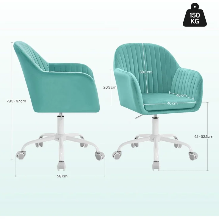 Woltu Schreibtischstuhl, Homeoffice Stuhl mit Rollen, Schminkstuhl höhenverstellbar – Bild 2