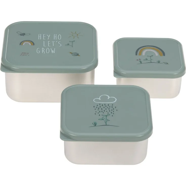 LÄSSIG Lunchbox Garden Explorer, green, Edelstahl, Polyprophylen (PP), (Set, 3-tlg)