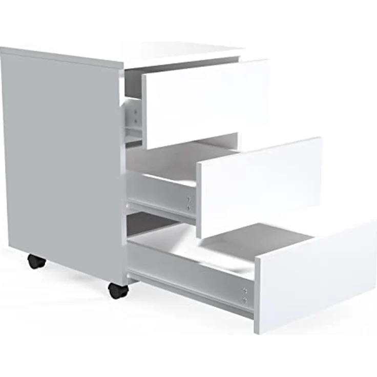 MID.YOU Rollcontainer, Weiß, Holzwerkstoff, 3 Schubladen, erweiterbar, griffloses Öffnen, 39x55x45 cm – Bild 5