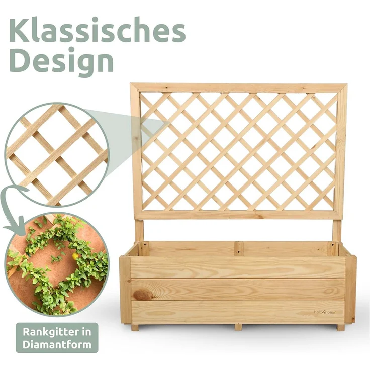 2er Set Pflanzkästen mit Rankgitter - Kiefer - 98 x 34 x 104cm – Bild 2