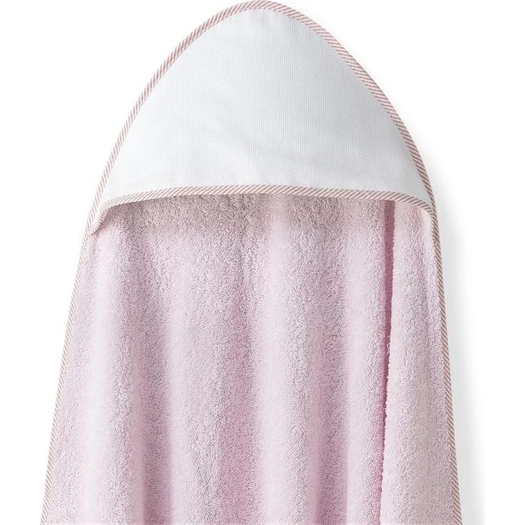 Baby BadePoncho 1x1 m Bademantel Kapuzenbademantel PUNTO DE CRUZ rosa LISO & Lätzchen für Neugeborene 100% Baumwolle – Bild 2
