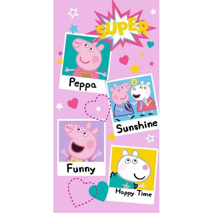 Peppa Wutz Pig Polaroid Strandtuch Handtuch Badetuch Rosa 70x140 cm