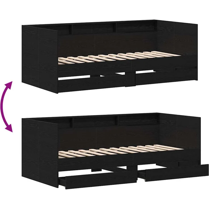 vidaXL Tagesbett Schwarz Eichen-Optik 90 x 190 cm Holzwerkstoff 3334004 – Bild 10