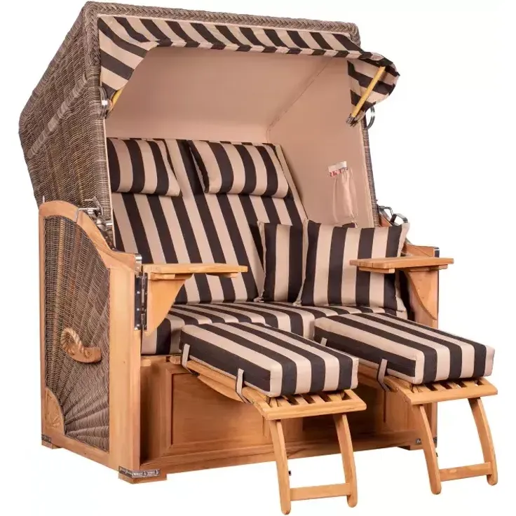 Strandkorb Spiekeroog Teak PE grey Dessin 581