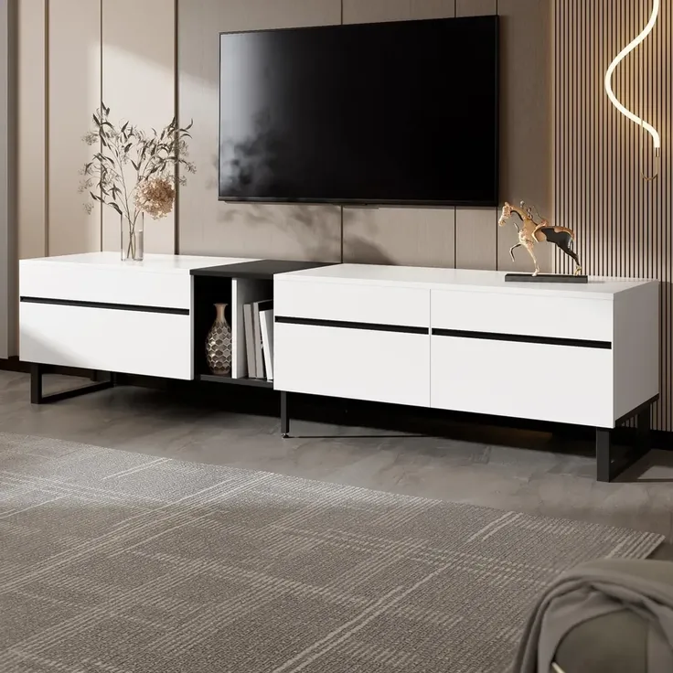 Lowboard, Breite 180 cm, TV-Schrank, Fernsehtisch, Fernsehschrank für Wohnzimmer, stehend – Bild 2