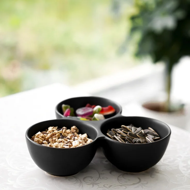 Snackschalen 3er Set aus hochwertigem Porzellan - elegant & funktional Schwarz – Bild 6
