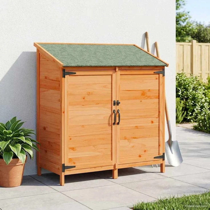 vidaXL Gartenschuppen mit Dach mit Schloss Braun 106,5 x 56 x 113,5 cm 42033443 – Bild 1