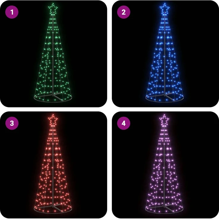 vidaXL LED-Weihnachtsbaum EKENAS 250 cm 300 LEDs RGB Stahl RGB 42050822 – Bild 5