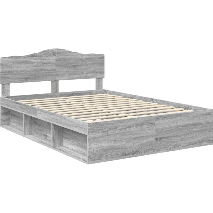 vidaXL Bettrahmen Graues Sonoma 160 x 200 cm Massives Kiefernholz 3412876 – Bild 3