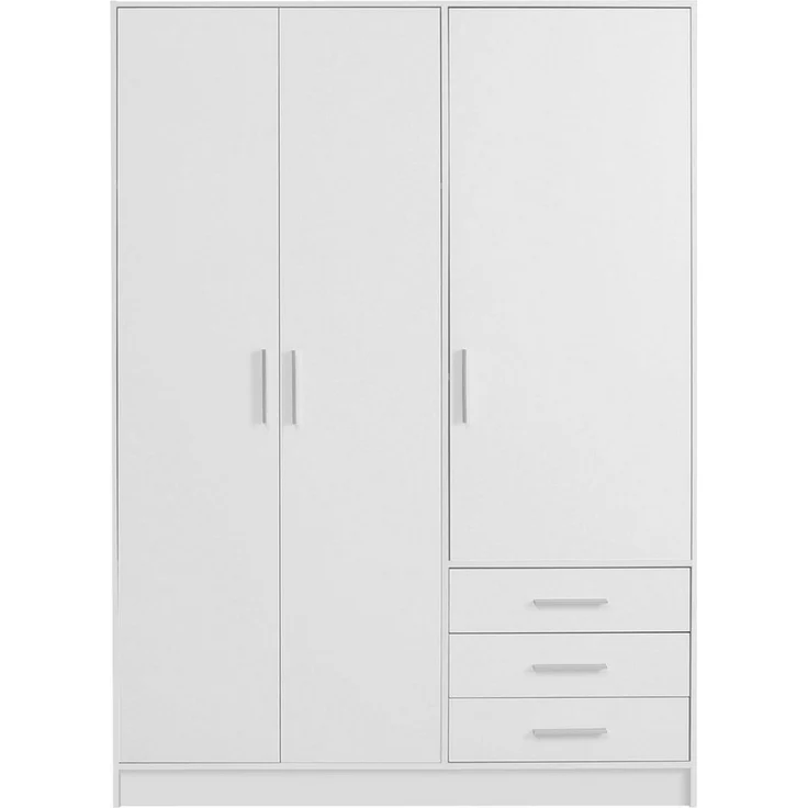 FORTE Jupiter Kleiderschrank 3-türig, 3 Schubkästen, Holzwerkstoff, Weiß matt, 144. 6 x 60 x 200 cm – Bild 3