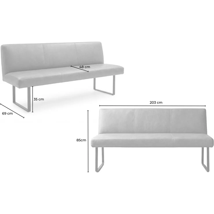 KAWOLA Esszimmerbank ELEEN Leder olivgrün 203cm 85 x 69 x 203 cm – Bild 9