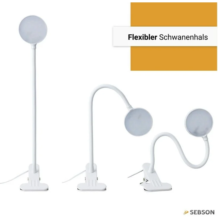 SEBSON LED Steckdosenleuchte LED Klemmlampe Bett 4W - Stecker, dimmbar, neutralweiß, Tischlampe, LED integriert, neutralweiß, Neutralweiß 4000K, 300lm, 4W, Dimmbar in 3 Stufen, inkl. Netzteil – Bild 3