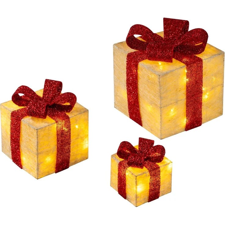 Bambelaa! LED Dekolicht Bambelaa! Led Deko Leucht Geschenk Boxen 3er Set inkl. Timer Funktion, Gelb