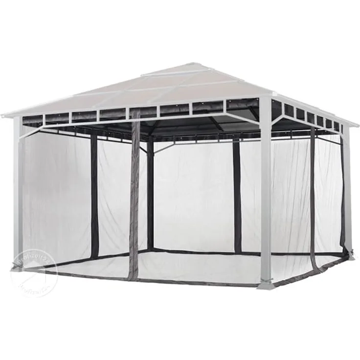 TOOLPORT Moskitonetz für Gartenpavillon Sunset Deluxe 4x4 m - Polyester - Insektengitter mit Reißverschluss - grau