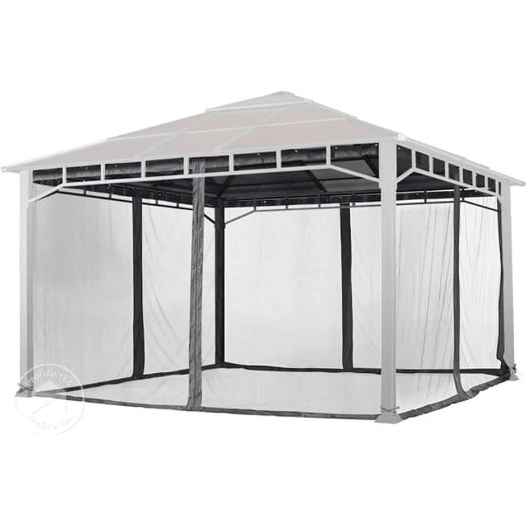 TOOLPORT Moskitonetz für Gartenpavillon Sunset Deluxe 4x4 m - Polyester - Insektengitter mit Reißverschluss - grau – Bild 1