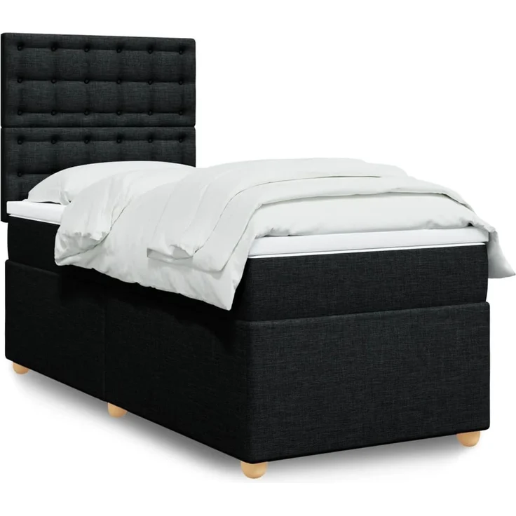 vidaXL Boxspringbett mit Matratze Schwarz 100x200 cm Stoff 3293507 – Bild 1