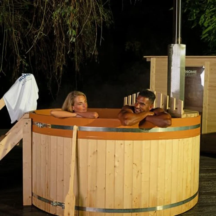Home Deluxe Badefass SKANDI M - Outdoor Pool, Hot Tub mit Holzofen, skandinavischem Design und PVC-Innenverkleidung – Bild 5