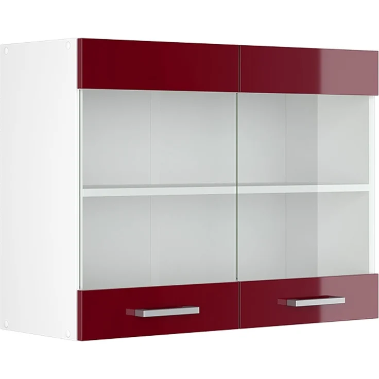 Küchenfront R-Line Rot Hochglanz 79.2 x 59 cm Möbelfront für den Hängeglasschrank Vicco – Bild 5