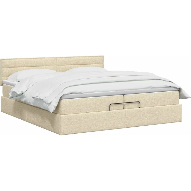 vidaXL Ottoman Bett mit Matratze mit Kopfteil Creme 200 x 200 cm Stoff 3456273 – Bild 3