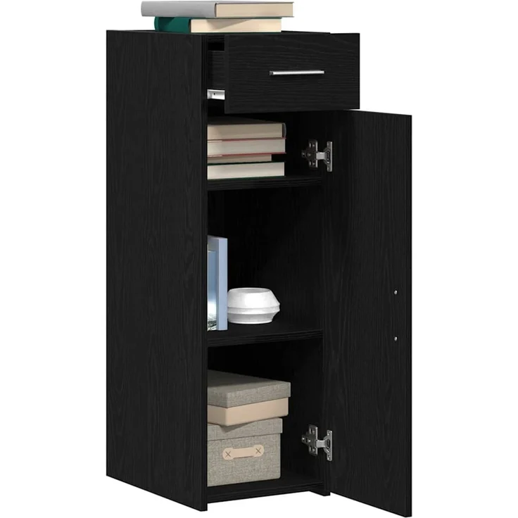 vidaXL Sideboard mit Schubladen Schwarz Eichen-Optik 30 x 42,5 x 93 cm 868751 – Bild 3