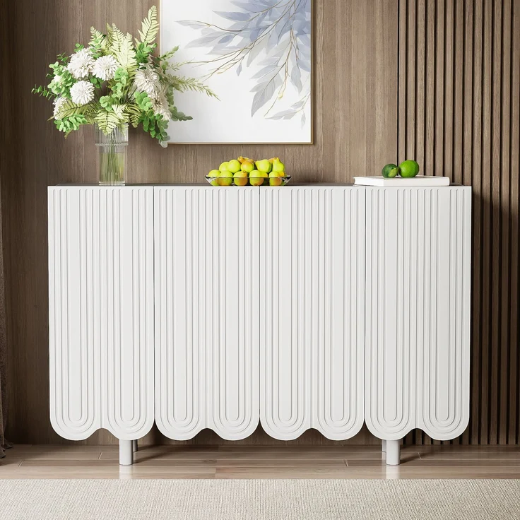 ZUBALIYA Sideboard 120x37,5x80,8 cm, aus MDF, Weiß – Bild 8