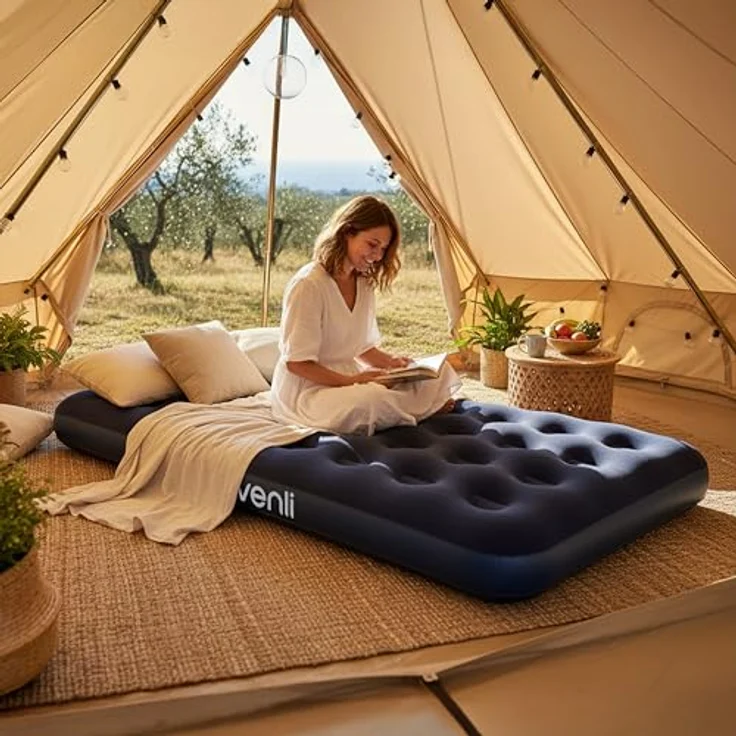 Avenli Luftbett aufblasbar 191 x 99 x 22 cm, (Luftmatratze für 1 Person), Gästebett mit beflockter Oberfläche – Bild 4