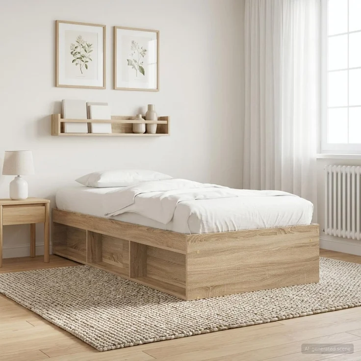 vidaXL Bettgestell mit Stauraum Sonoma-Eiche 80 x 200 cm Holzwerkstoff 3429518 – Bild 1